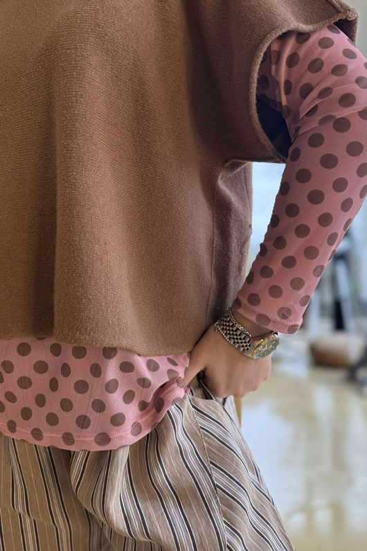 Bobby Mesh Layering Top Dopamine Dot Rose Mocha /9